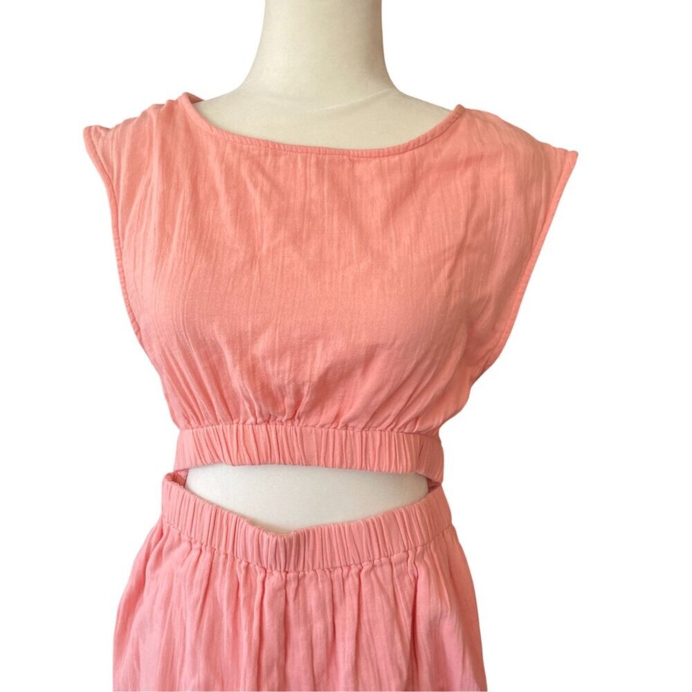 NWT Elan Coral Cut Out Midi Dress SZ M 100% Cotton Breezy Summer Wear - Picture 10 of 16